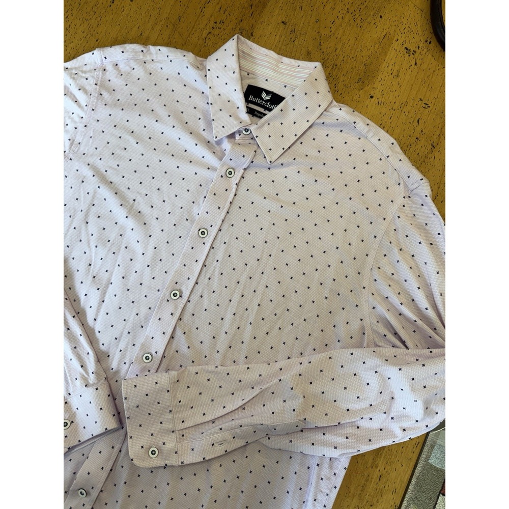 Buttercloth Men's Xl Icy Cotton Purple‎ Geometric Print Button Down Shirt